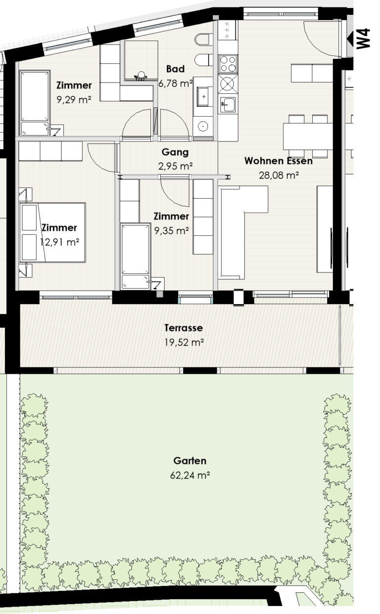 Amadeus Immobilien - EIN End Grundriss EG VK W4
