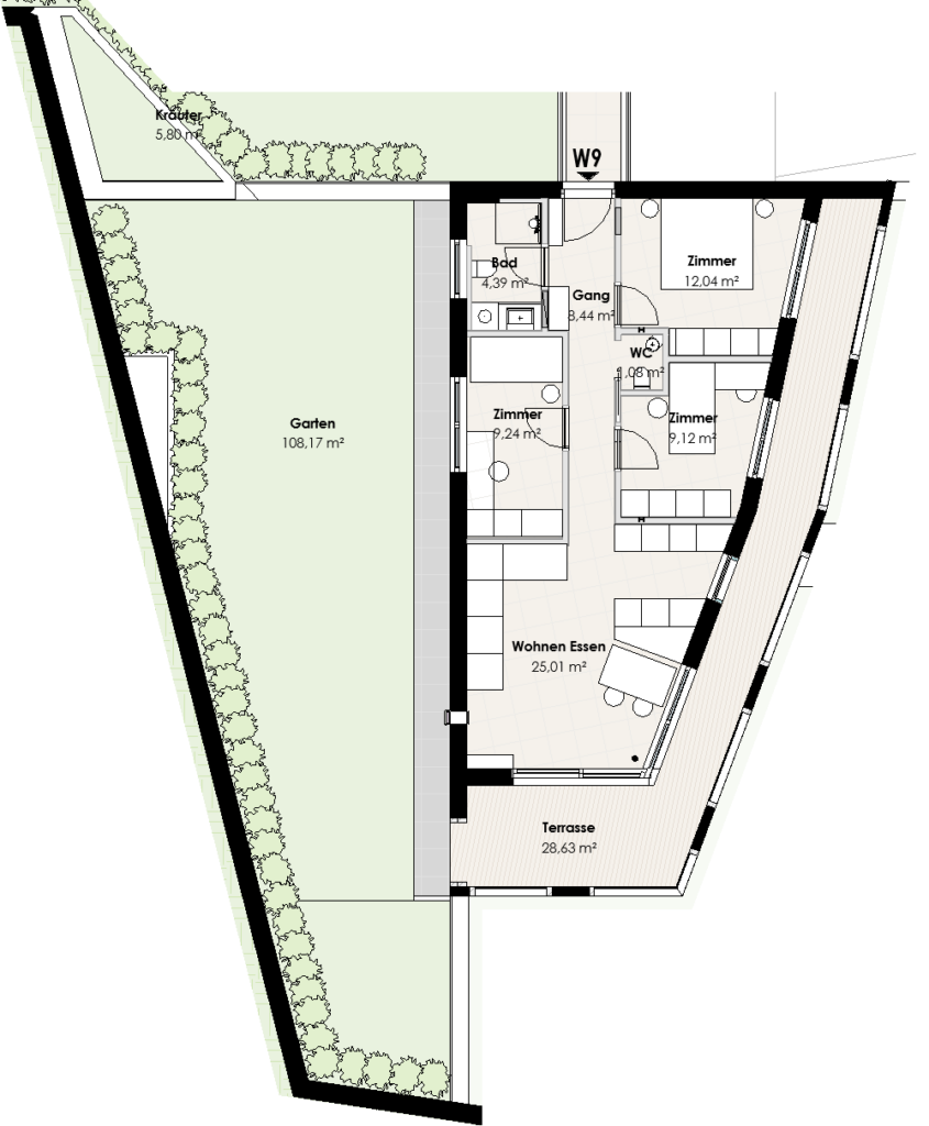 Amadeus Immobilien - EIN End Grundriss EG VK W9